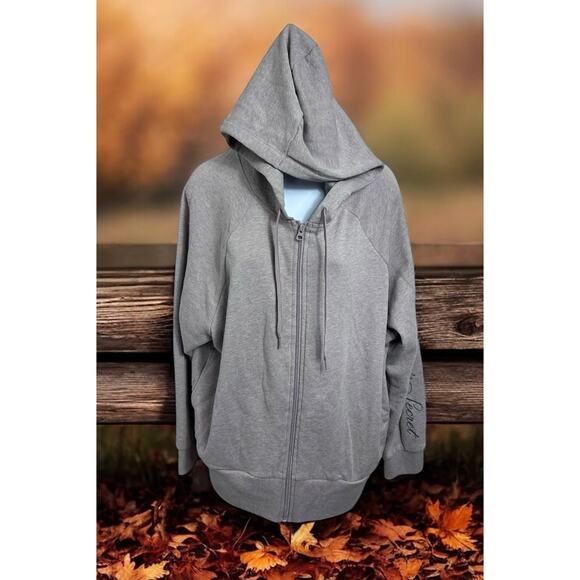 Victoria's Secret Full Zip Hoodie Sz L Fleece Sweatshirt Athletic Grayish Purple - Picture 1 of 8